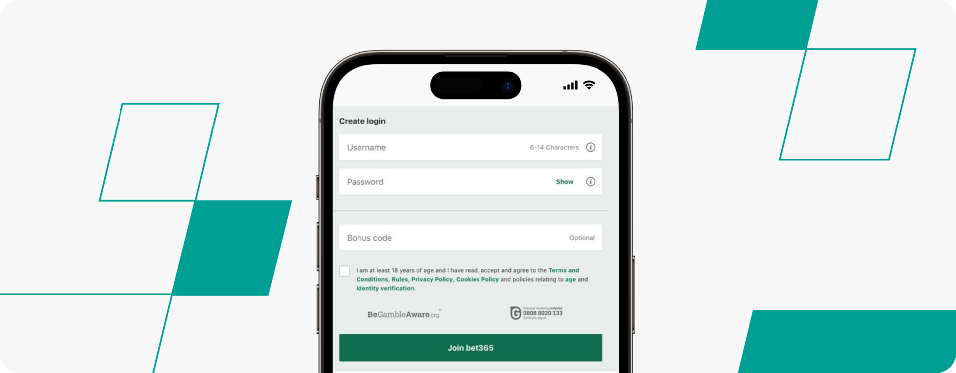 bet365 Registration Screenshot