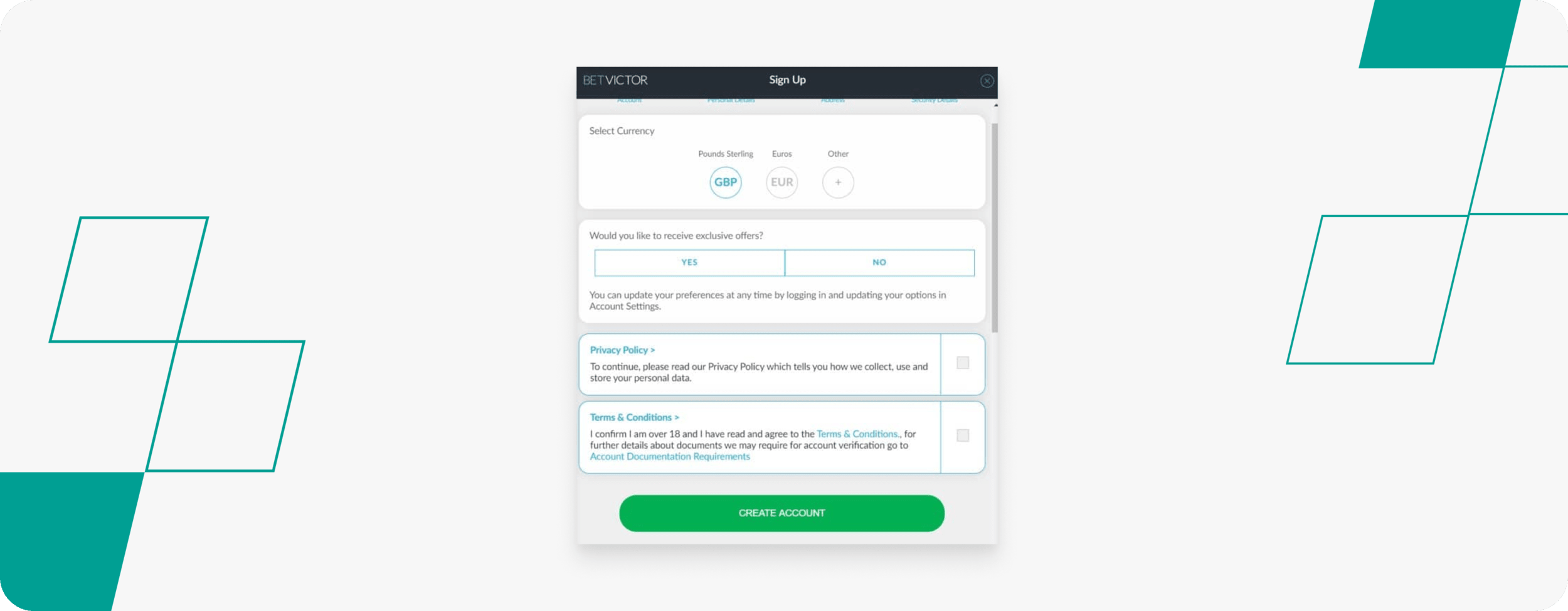 BetVictor - Registration Form 4