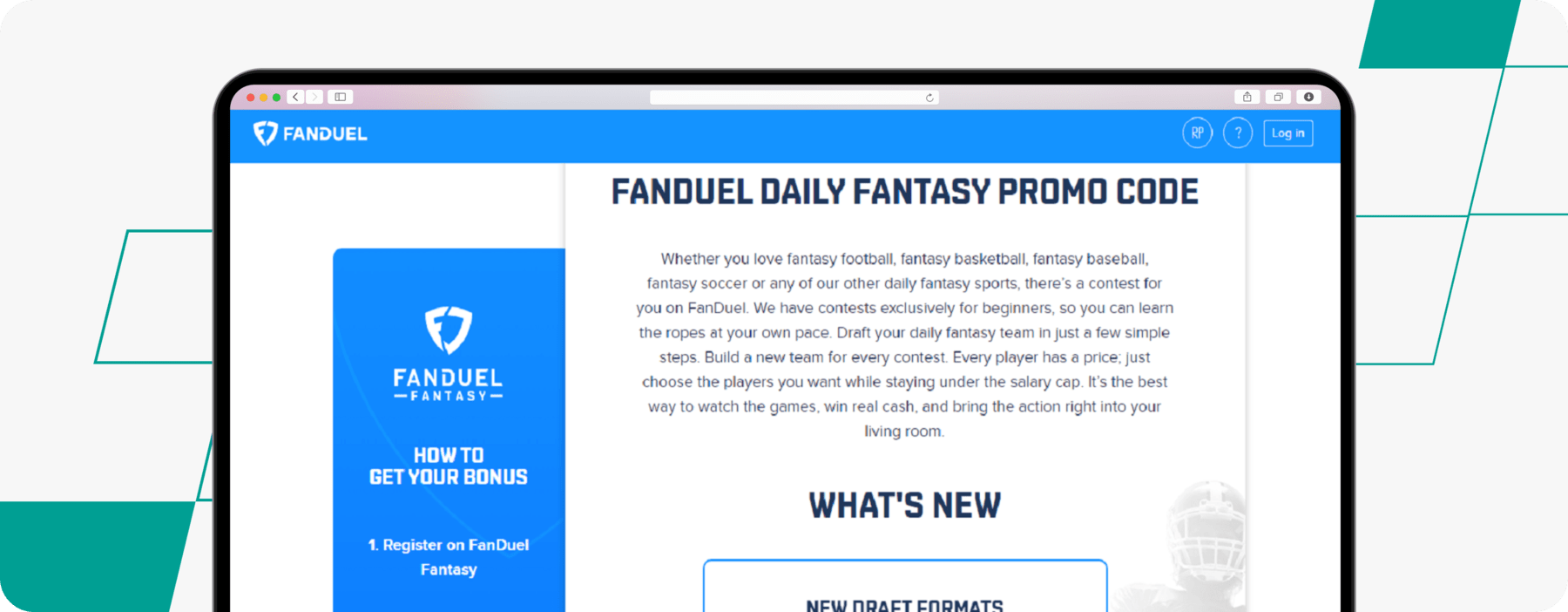 FanDuel daily fantasy Promo Desktop screenshot