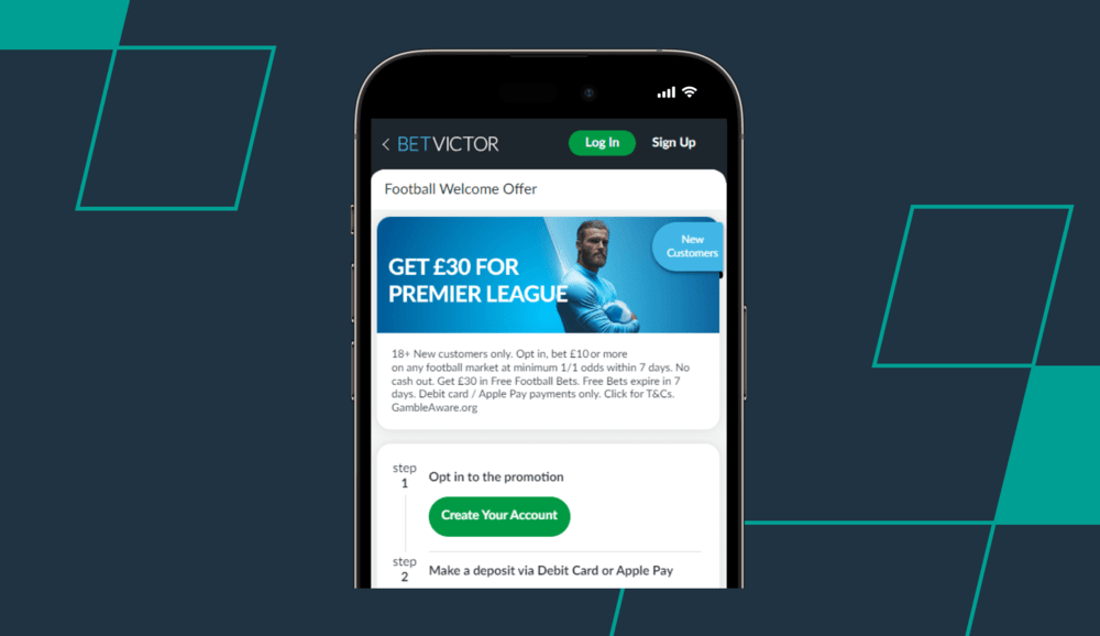 screenshot of betvictor premier league offer